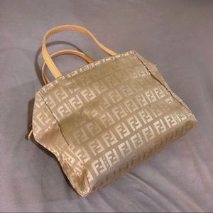 Fendi Zucca Monogram Leather Canvas Mini Tote Bag